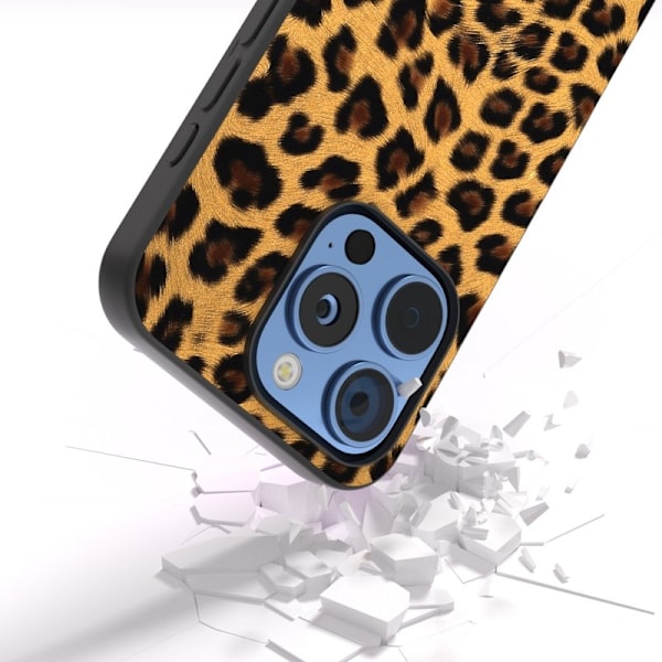 ABEEL Mobilskal till iPhone 16 Pro Max Leopardmönster PU+TPU Guld
