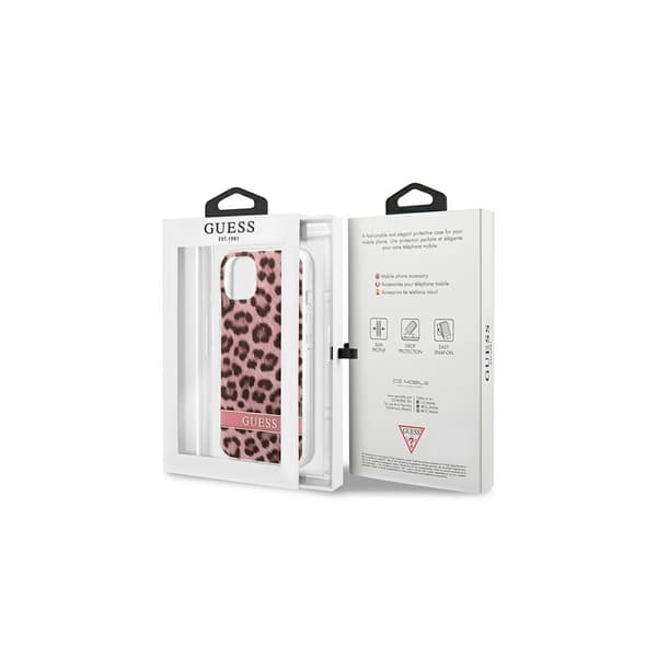 iPhone 13 Mini 5.4" Hårt Skal Rosa Leopard & Elektro Rand Rosa