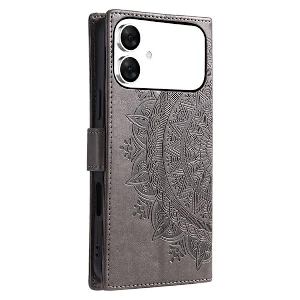 Galaxy S26 Edge Plånboksfodral Imprinted Totem Läder - Grå Grå