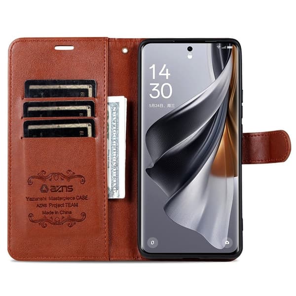 AZNS Samsung Galaxy S24+ Plånboksfodral Anti-Scratch Konstläder - Brun