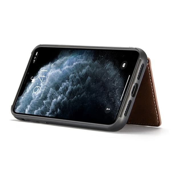 JEEHOOD Detachable Konstläder Plånboksfodral iPhone 11 6.1 tum Brun
