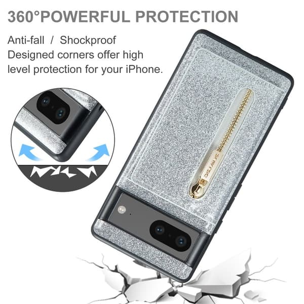 DG.MING M3 Series Mobilskal till Google Pixel 7 5G Silver Glitter Bling