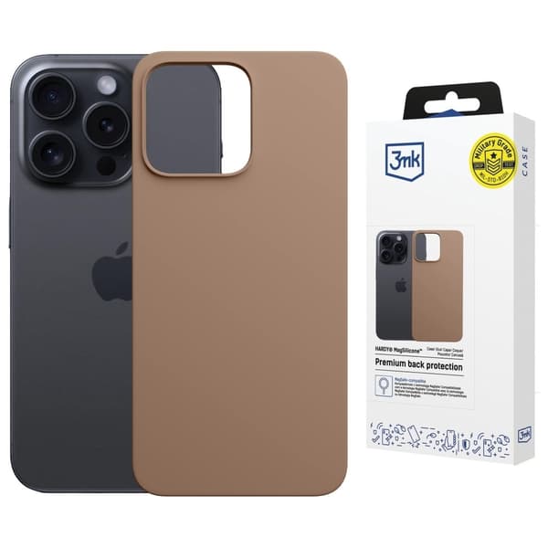 3MK Telefontaske til iPhone 14 Pro Max MagSafe Silicone Hardy - Brun