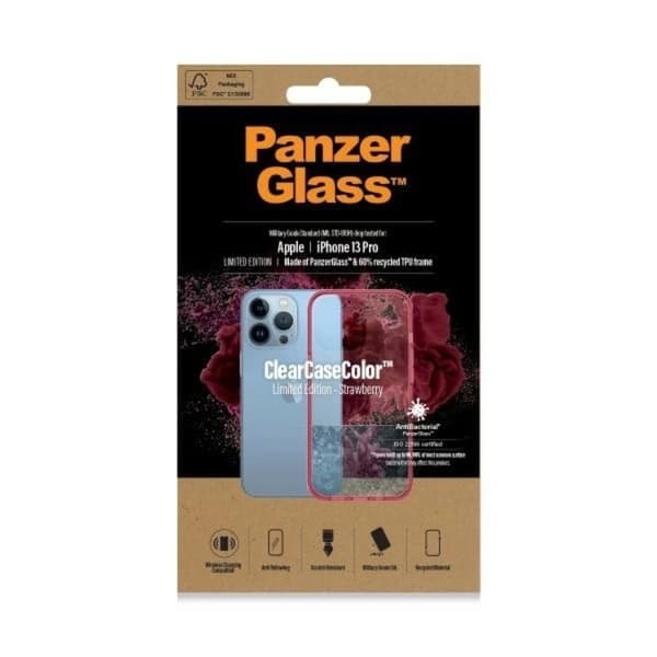 PanzerGlass Mobilskal till iPhone 13 Pro Antibacterial - Transparent/Rosa