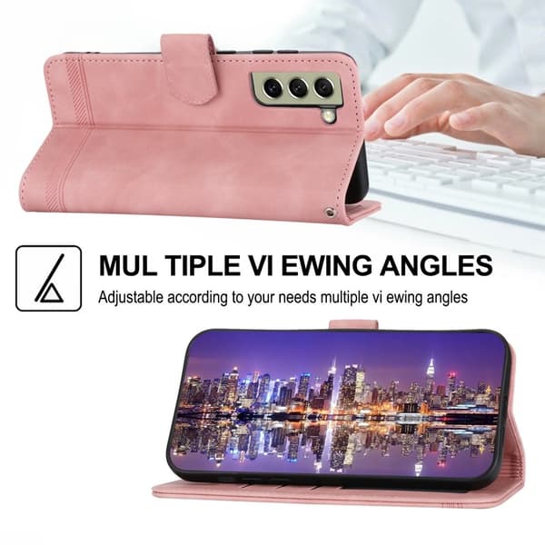 DIERFENG DF-03 Plånboksfodral för Samsung Galaxy S21 FE 5G - Konstläder - Rosa