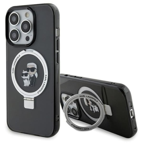 KARL LAGERFELD iPhone 15 Plus Mobilskal MagSafe Ringställ - Svart Svart
