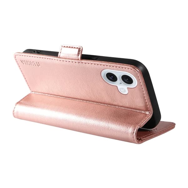 YIKATU iPhone 17 Konstläder Plånboksfodral Litchi Texture - Roséguld Roséguld