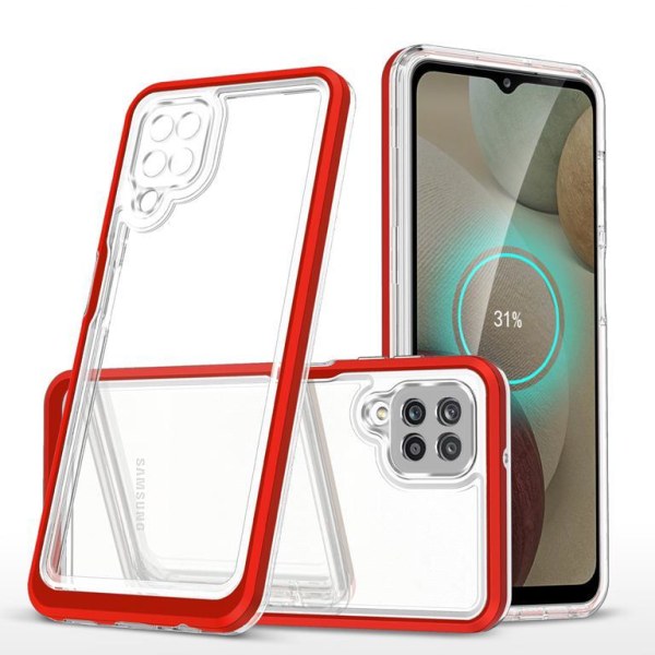 Galaxy A12 5G Cover Clear 3in1 - punainen