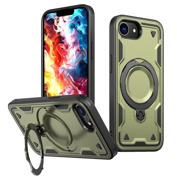 Mobilskal till iPhone 16e Militärskydd Plast Kickstand - Olivgrön