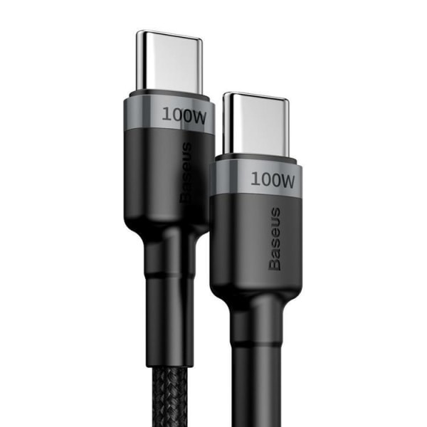 Baseus Nylon USB-C till USB-C 100W Kabel 2m - Grå