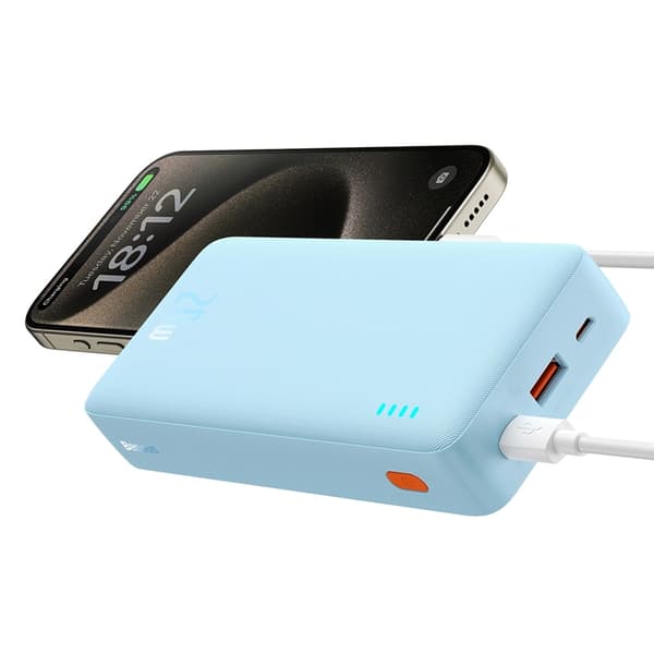 Baseus Powerbank 20000 mAh 20W Med USB-A Till USB-C Kabel - Blå Blå