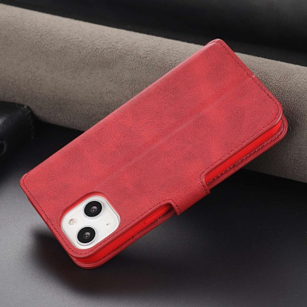AZNS iPhone 14 Plånboksfodral Konstläder - Röd
