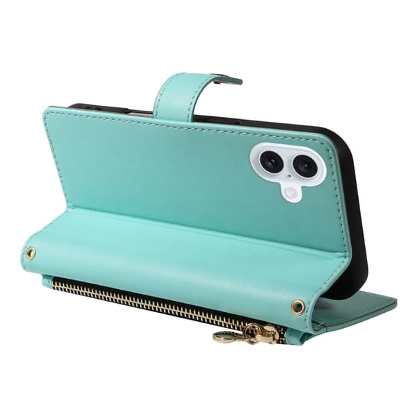 iPhone 17 Plånboksfodral Rhombus Läder - Ljusgrön Grön