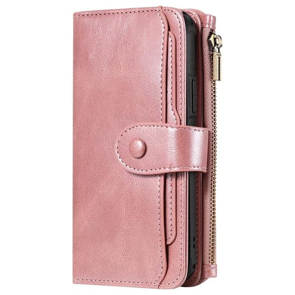 iPhone 17 Konstläder Plånboksfodral Detachable Zipper - Roséguld Roséguld