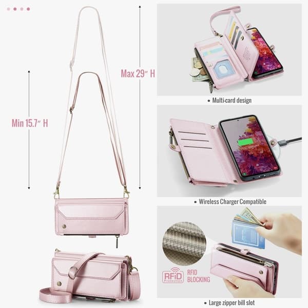 CASEME Plånboksfodral Konstläder för Samsung Galaxy S20 FE - Rosa