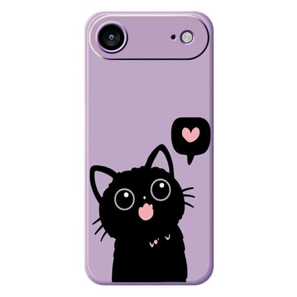 Mobilskal till iPhone Air Love Black Cat Pattern - Lila Lila