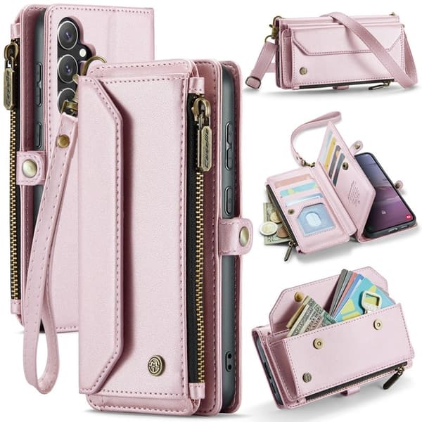 CASEME Plånboksfodral Konstläder för Samsung Galaxy S25 FE - Rosa