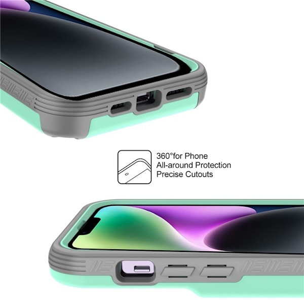 iPhone 14 Plus Skal Korthållare Mirror Kickstand - Grön