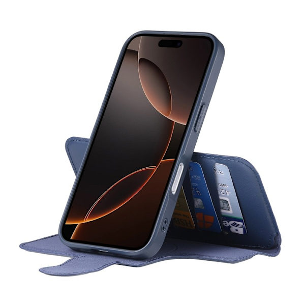 CASENEO iPhone 16 Pro Max Plånboksfodral Konstläder - Blå