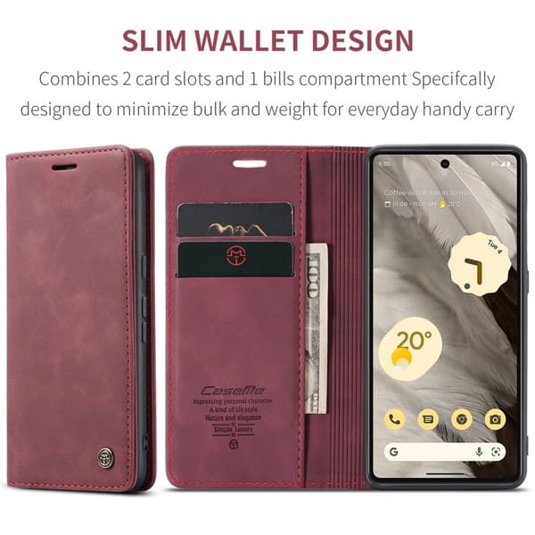 CASEME 013 Series Mobilskal till Google Pixel 7a Konstläder Röd