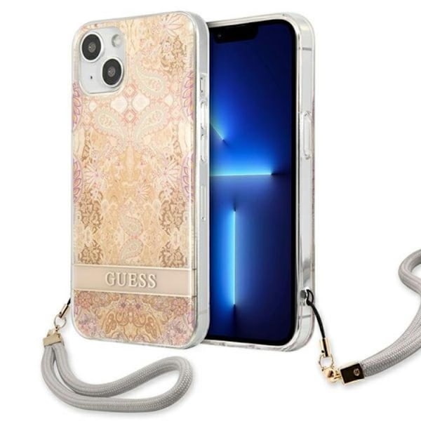 Guess iPhone 13 Mini Skal Flower Strap - Kulta Guld