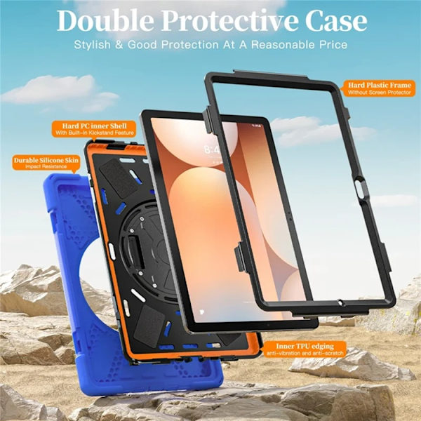 Mobilskal till Galaxy Tab A11 Plus Kickstand Silikon Axelrem - Blå Blå