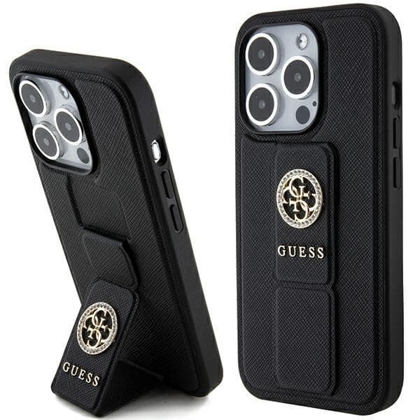 Guess Mobilskal till iPhone 15 Pro Max Grip Stand Saffiano Strass Black