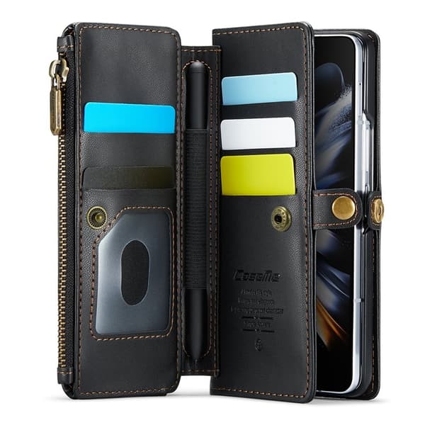 CASEME Plånboksfodral Konstläder för Samsung Galaxy Z Fold4 5G - Svart