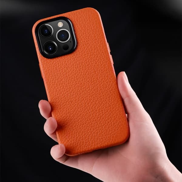 MELKCO Mobilskal till iPhone 14 Pro Äkta Läder + Mikrofiber + PC - Svart
