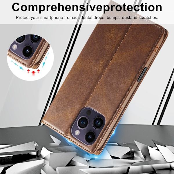 LC.IMEEKE iPhone 16 Pro Plånboksfodral Konstläder - Brun