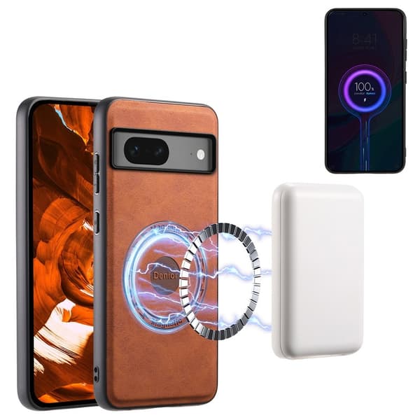 DENIOR D14 Google Pixel 7 5G Magnetfodral PU+PC+TPU Brun