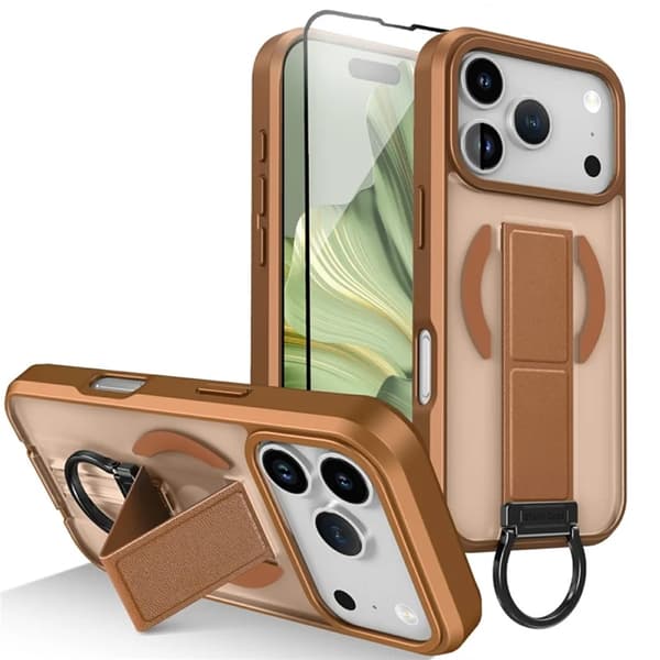 Mobilskal till iPhone 17 Pro Max Magsafe D-Ring Kickstand - Khaki Brun