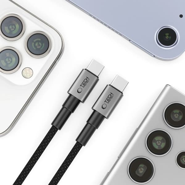 Tech-Protect USB-C til USB-C Kabel 2m 100W - Jerngrå Svart