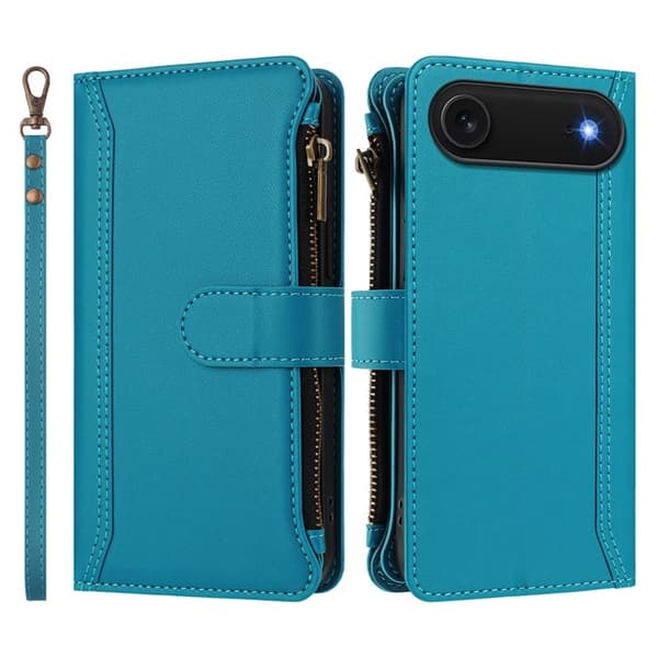 iPhone Air Plånboksfodral Zipper Med Rem - Sjöblå Blå