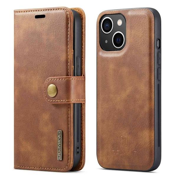DG.MING iPhone 14 Plus Plånboksfodral Äkta läder Magnetisk Brun