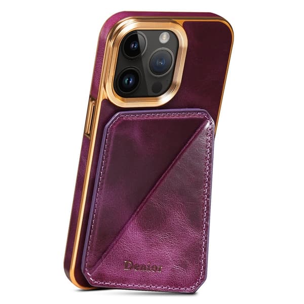 DENIOR Mobilskal till iPhone 14 Pro Max Äkta Läder + TPU + PC - Lila