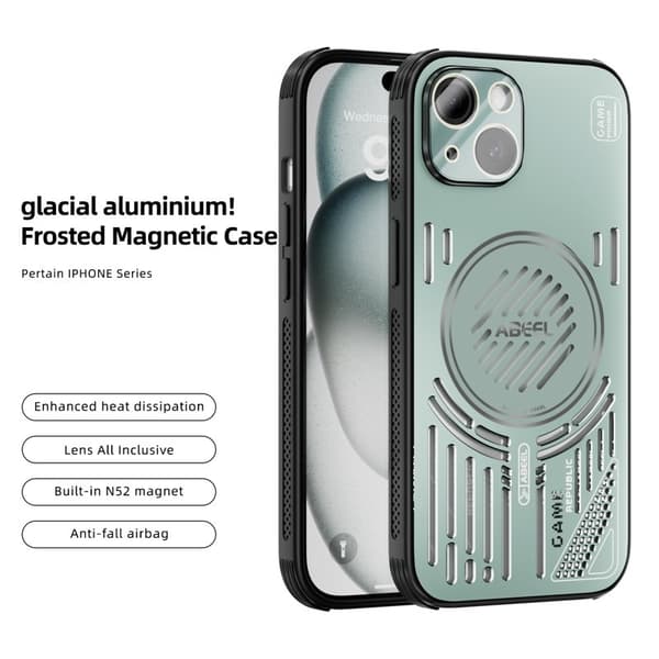 ABEEL Mobilskal till iPhone 15 Aluminium + PC + TPU - Ljusgrön