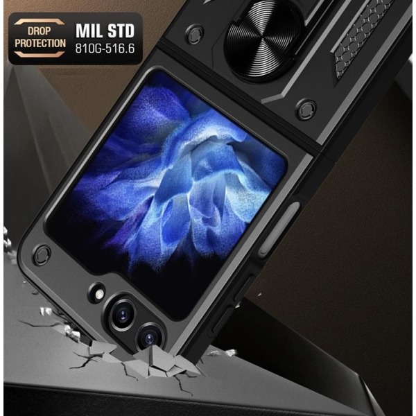 Galaxy Z Flip 5 Mobile Cover Hybrid Armor Camshield - musta