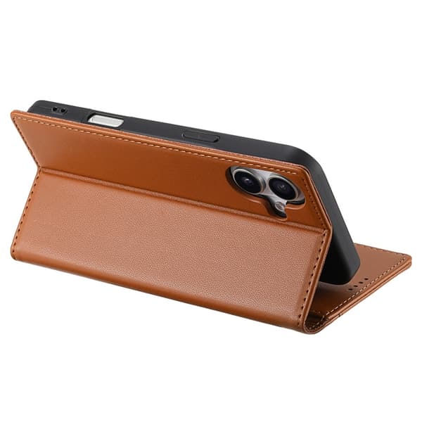 N.BEKUS iPhone 17 Konstläder Plånboksfodral RFID-Skydd P3 - Brun Brun