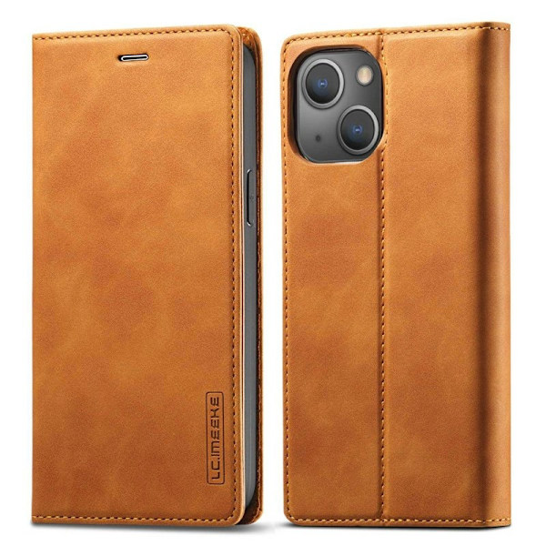 LC.IMEEKE iPhone 14 Plus Plånboksfodral Konstläder - Brun