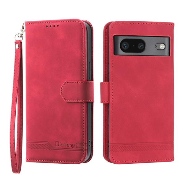 DIERFENG Google Pixel 7 5G Plånboksfodral DF-03 Flip Konstläder - Röd