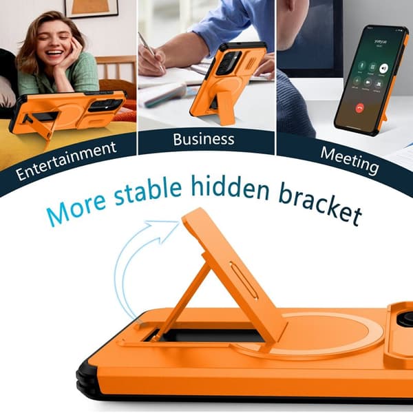 Mobilskal för Samsung Galaxy S26 Plus Magnetiskt Kickstand PC + TPU - Orange