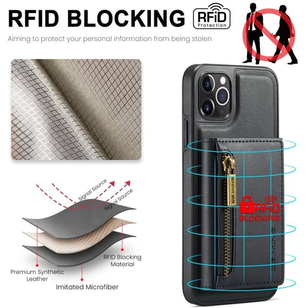 DG.MING M5 Series iPhone 11 Pro Max Plånboksfodral Konstläder - Svart