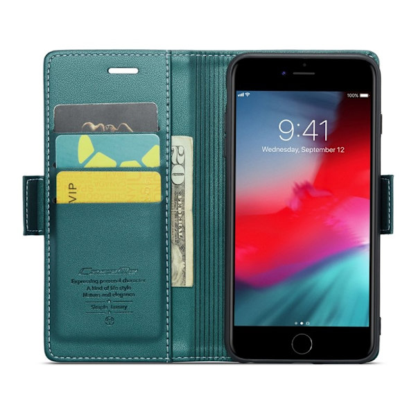 CASEME Plånboksfodral Konstläder för iPhone 6 Plus/7 Plus/8 Plus - Grön