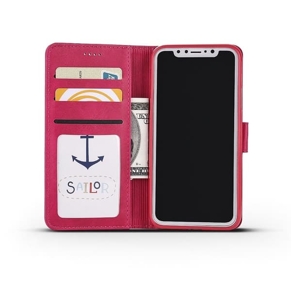LC.IMEEKE Stand Plånboksfodral i Konstläder - Rosa för iPhone X/10
