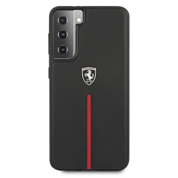 Ferrari Cover Galaxy S21 Off Track Læder Nylon Stribe - Sort Black