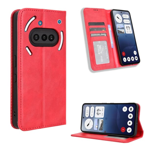 Nothing Phone (3a) Plånboksfodral Retro Kickstand - Röd Röd
