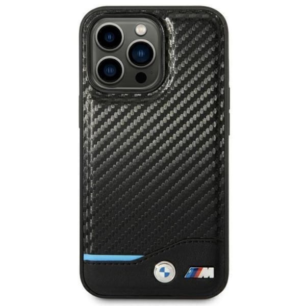 BMW iPhone 14 Pro Max Cover nahkainen hiili - musta