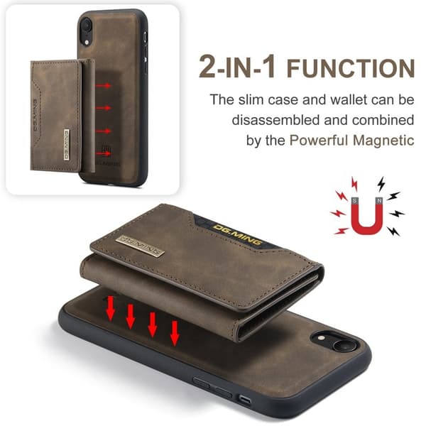 DG.MING 2 in 1 Magnetisk Konstläder Plånboksfodral i Brun