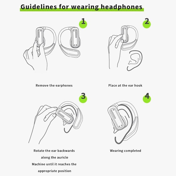 HTC Open-Ear Trådlösa Hörlurar Bluetooth V6.0 NE02 Svart